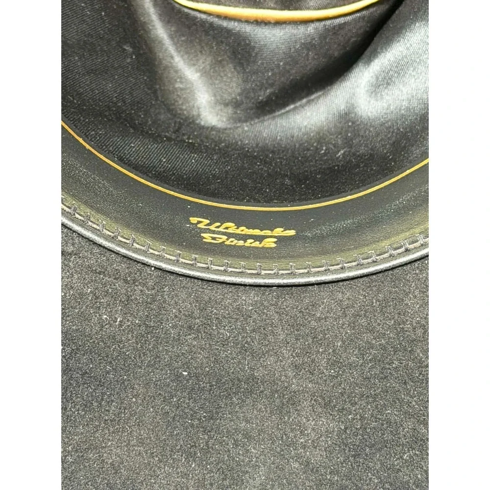 Millers Cowboy Hat Made by Imperial‎ Stetson Black Leather Red Feather Sz 7 1/8
